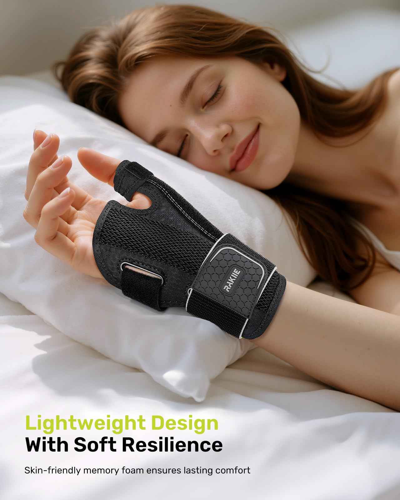 Rakiie Thumb Brace, 5X Ergonomic Reinforced Support Carpal Tunnel Wrist Brace Night Support for Tendonitis, Arthritis, CMC Pain Relief, De Quervain's Tenosynovitis, Right Hand, Gray Size S/M