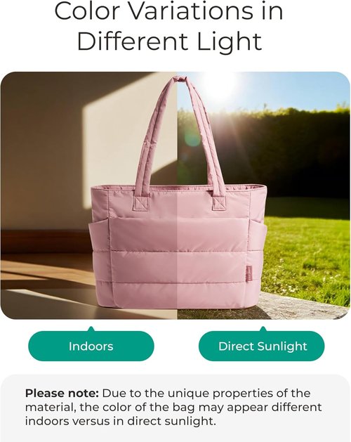 BAGSMART Tote Bag for Women - Lightweight Puffy Shoulder Handbag with Compartments for Travel & Work