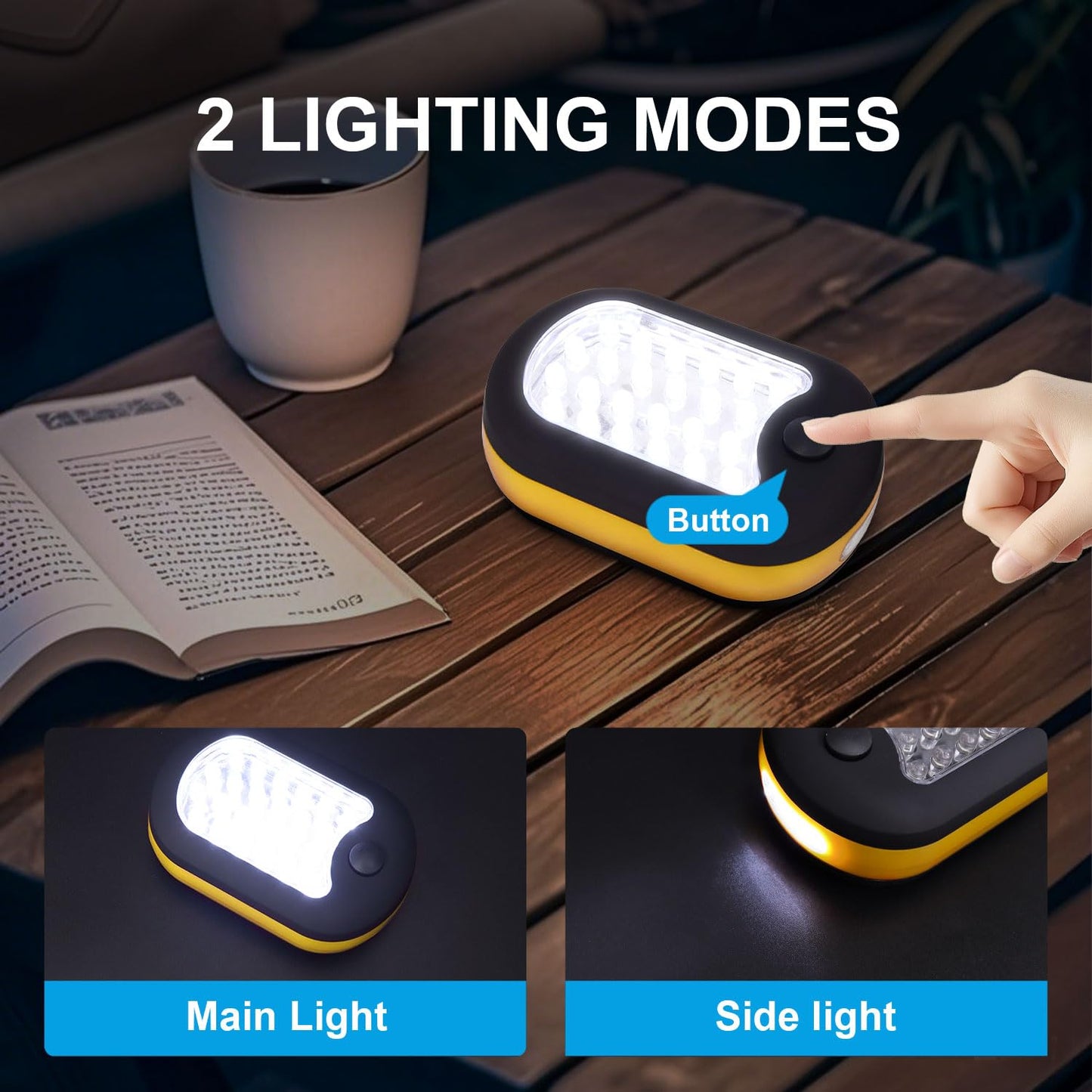 EXTRASTAR 3-in-1 LED Camping Light, Magnetic Work Light, Flashlight with Hook,120 Lumen. 2 Light Modes, Water Resistant, Battery Powered Light for Outdoor, Emergency, Garage, 2PCS