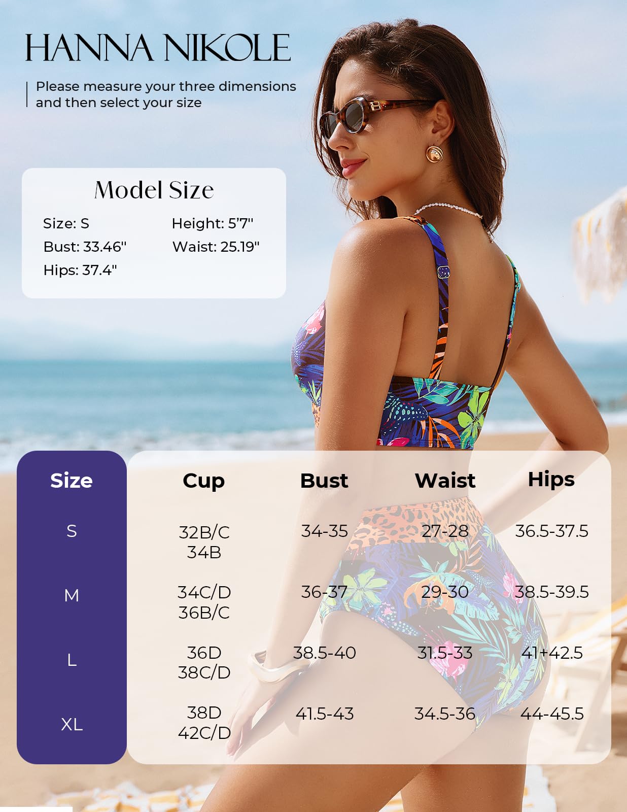 Tummy Control Swimsuits for Women High Waisted Bikini Sets 2 Piece Bathing Suit Floral Full Coverage Push Up Swimwear Blue Leopard