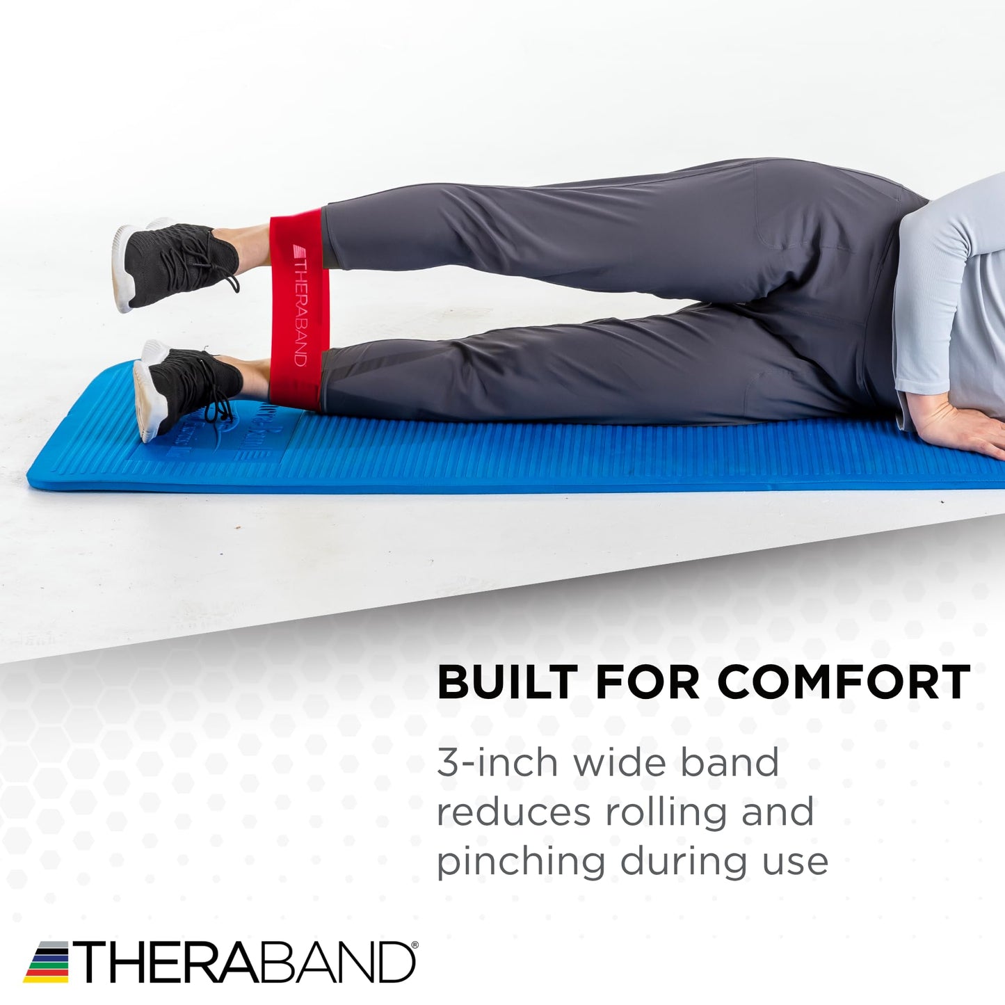 THERABAND Resistance Band Loop, Professional Latex Mini Band for Lower Pilates, Crossfit, Yoga, Stretching, Physical Therapy, Strength Training without Weights, 12 Inch, Red, Medium, Beginner Level 2