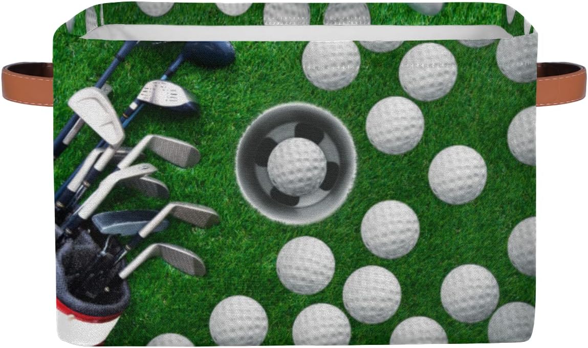 Skiennix Golf Ball Storage Basket - Foldable Fabric Organizer with Handle for Home & Office | 1 Pack