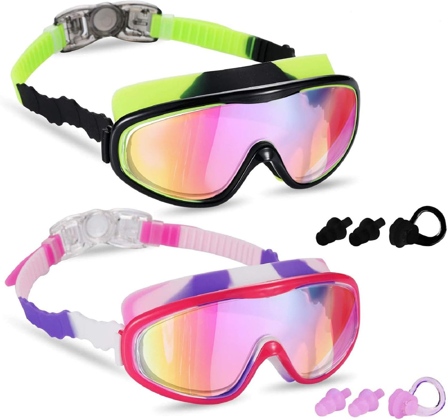 Skiennix Kids Swim Goggles - Comfortable Swimming Glasses for Ages 3 to 15 | 2-Pack Set