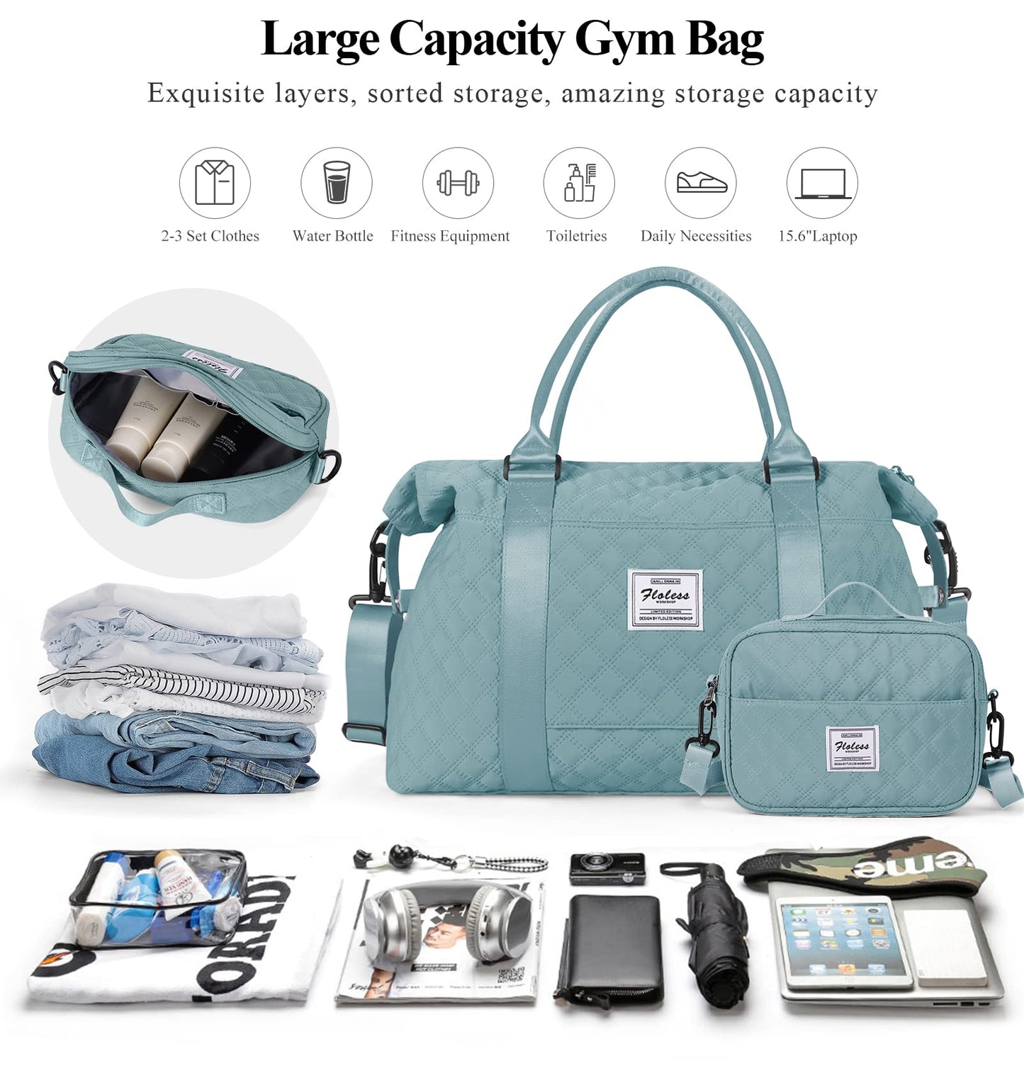 Travel Duffel Bag,Overnight Weekender Bags for Women with Wet Pocket