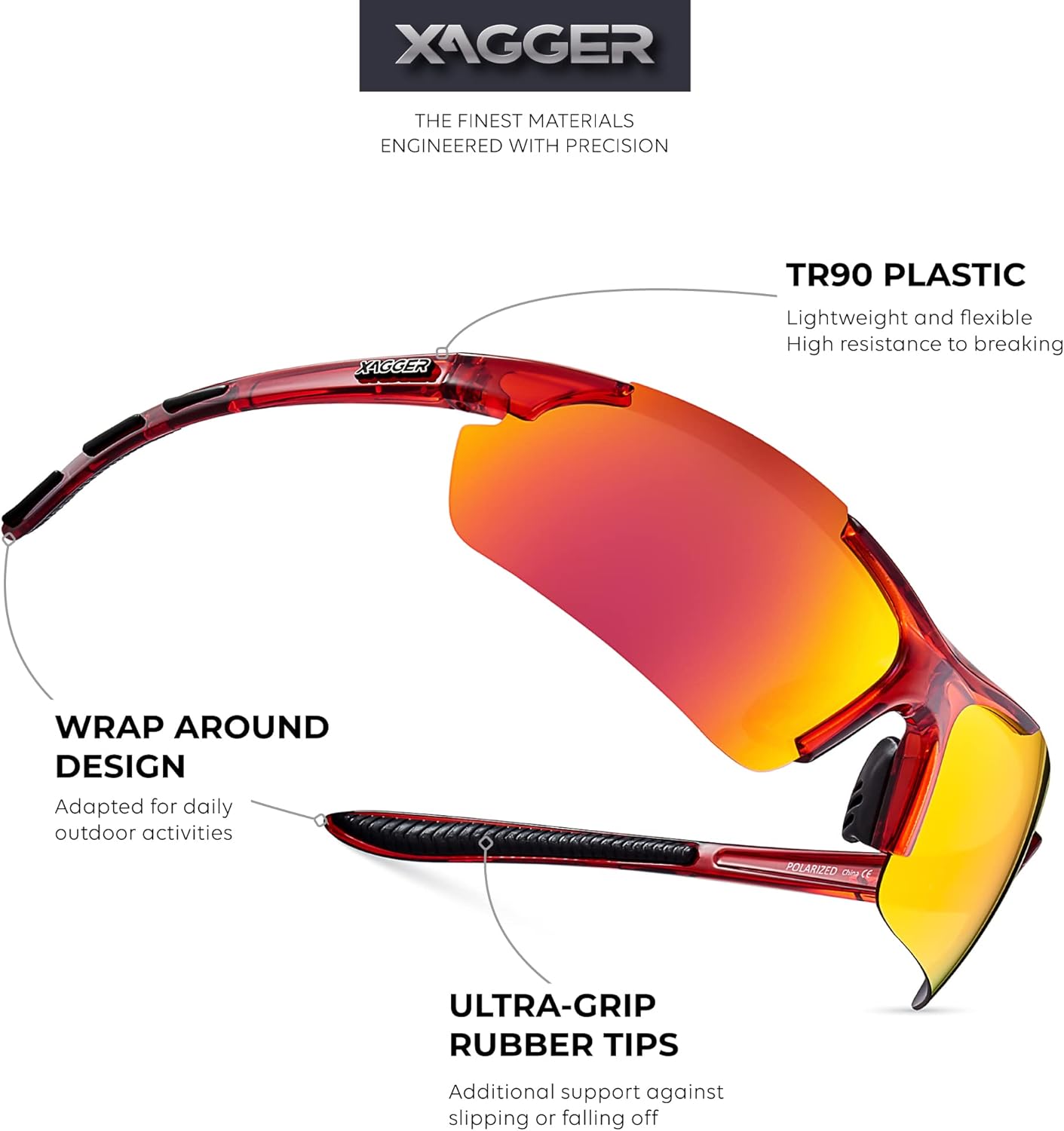 Xagger Polarized Sports Sunglasses - UV400 Protection for Men & Women | Ideal for Running, Cycling & Baseball