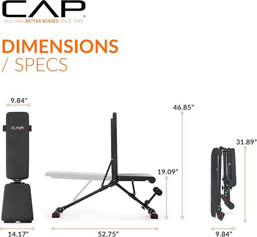 CAP Barbell Adjustable Multi-Purpose Strength Training Weight Bench - Versatile Design & Options
