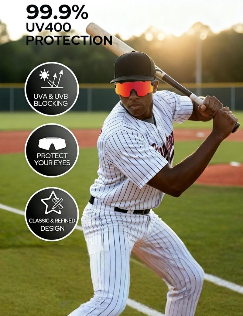 OULAIQI Cycling Sunglasses for Men Women,UV Protection Sports Running Glasses for Baseball Softball Driving Biking Volleyball (black red)