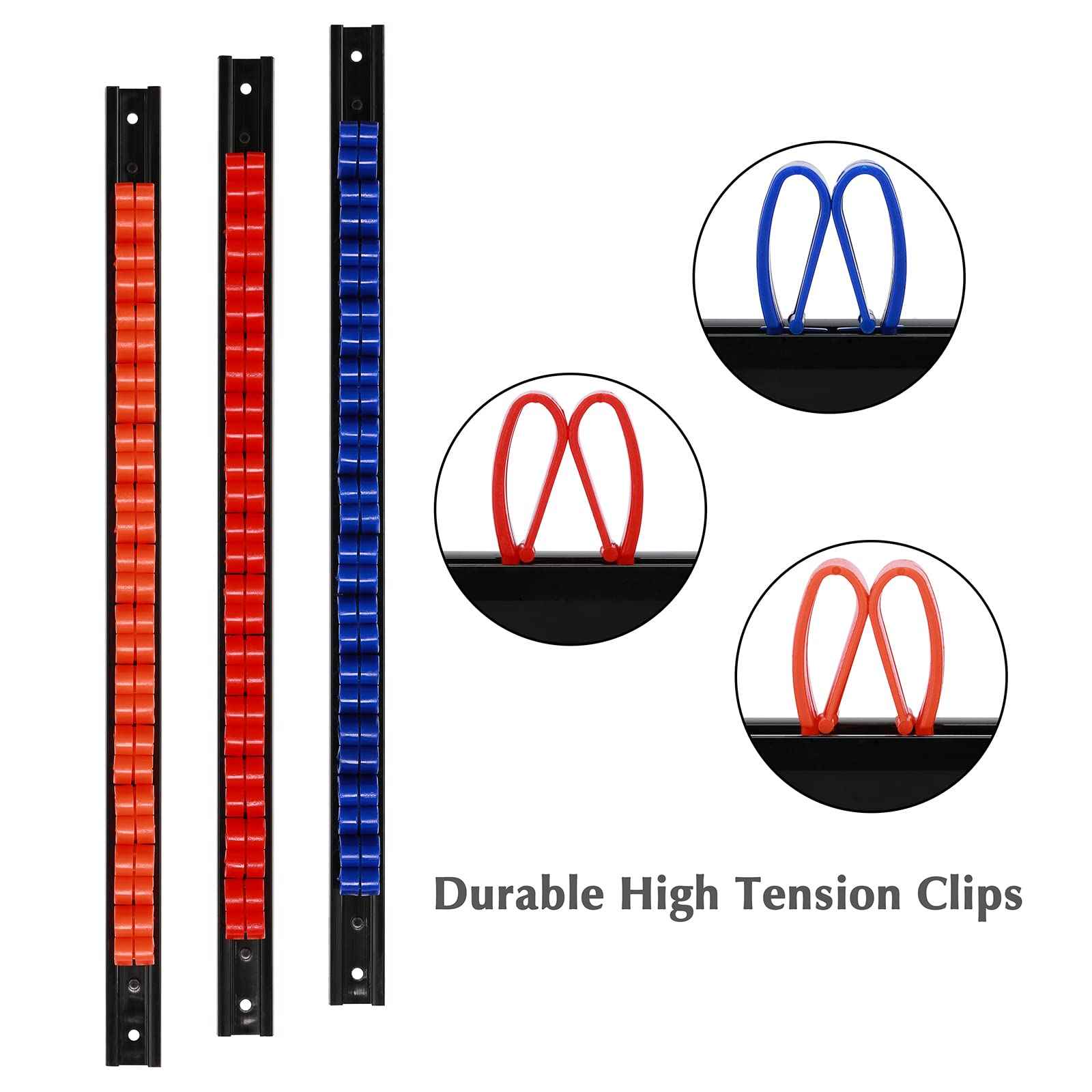 EMENTOL 10 PCS Screwdriver/Wrench Organizer, Plastic Rail Wrench Hanger, Hand Tool Holder, Perfect for Organize