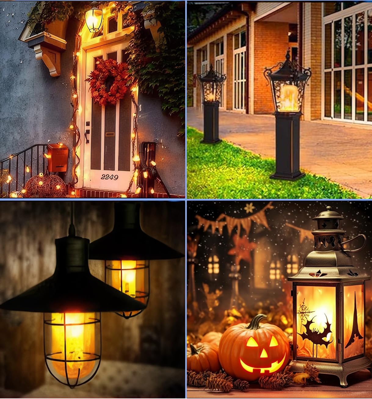 YIZCO Flame Effect Bulb with Gravity Sensor Realistic Flickering Fire & Upside Down Effect, 4 Lighting Modes, E26 Base - for Halloween Decorations, Parties, Home Decor (4 Pack)
