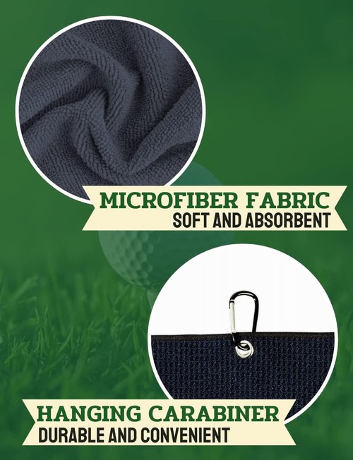 CybGene Golf Towel Gifts - Microfiber Golf Towels for Men and Women on Birthday, Christmas, 16'x 24', Black, Initial J