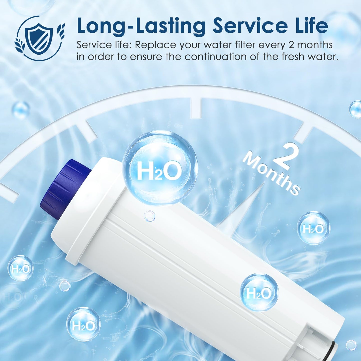 DLSC002 Water Filter Replacement Compatible With Delonghi Coffee Machine Filter Activated Carbon Softener For De'longhi Magnifica evo, Dinamica, Eletta, ECAM, ESAM, ETAM, Bco410/420, Ec680/800, 4 Pack