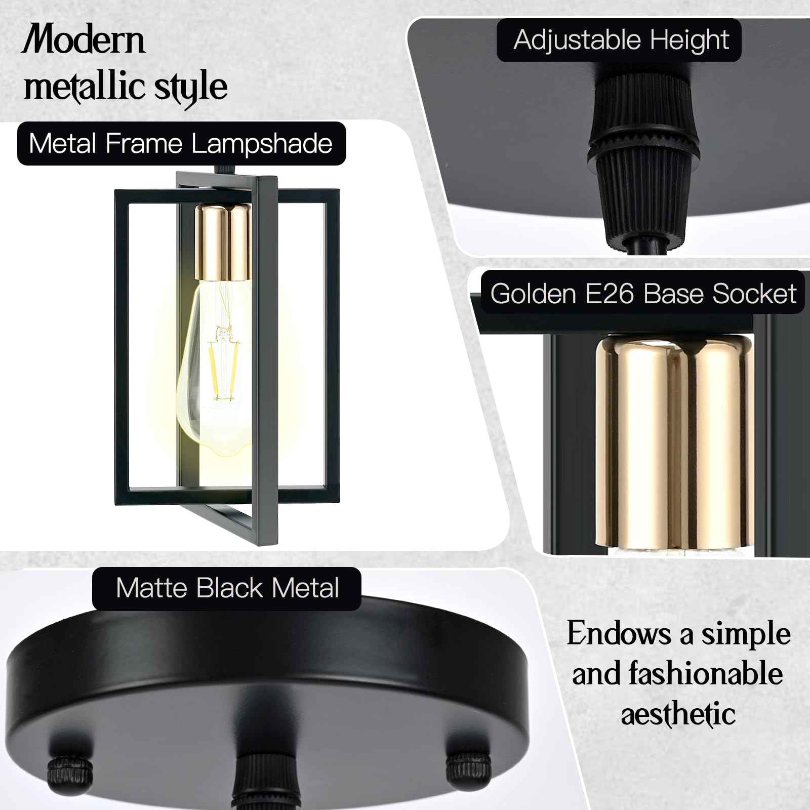 WKWKTOTO 3 Pack Black Pendant Lights for Kitchen Island, Industrial Hanging Light Fixture with Durable Metal Shades, Kitchen Island Lighting for Dining Room, Entryway, Restaurant