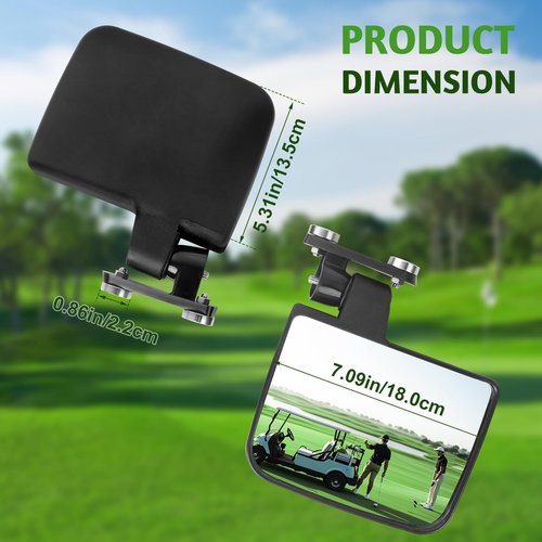 Omgro No Drilling Golf Cart Side Mirrors for EZGO Club Car Yamaha, Strong Magnetic HD Shatterproof Side View Golf Cart Mirrors, 2 Pack