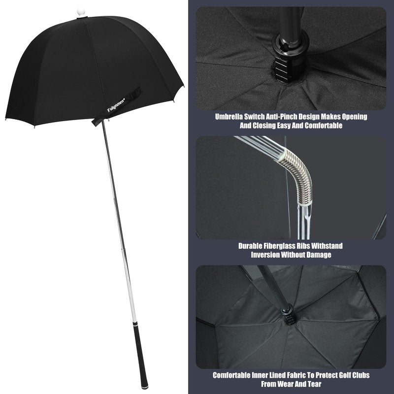 Fulynmen Golf Bag Umbrella for Club Protection - Rain Cover Flex Umbrella (Black)