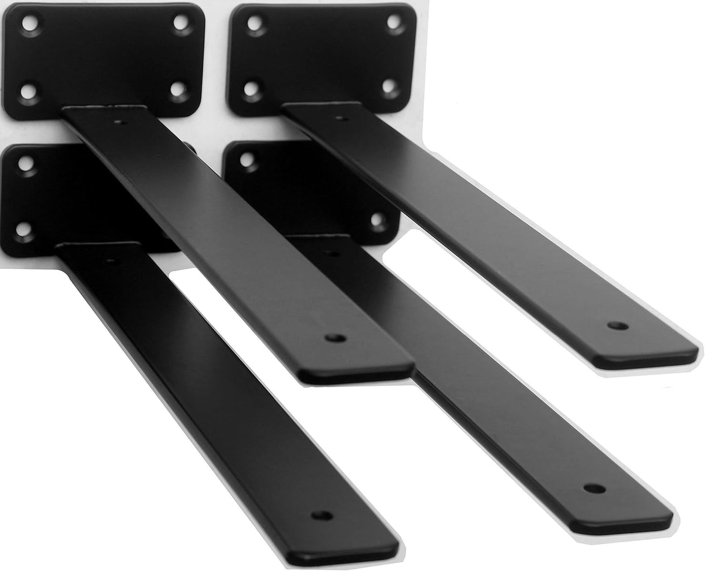 10-Inch Black Iron Floating Shelf Brackets - 12 Pack Rustic Industrial Support