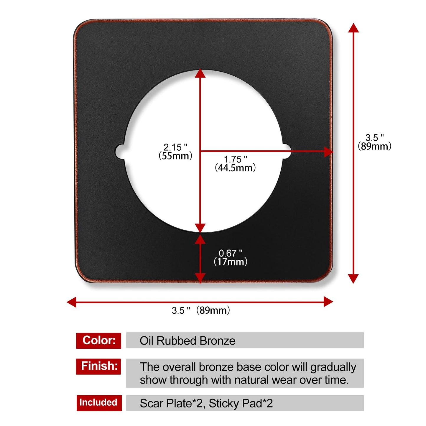 MOSECYOU Door Knob Plates Square Version, Oil Rubbed Bronze, Door Lock Spacer Shim Backplate Reinforcement Plate, Scar Plates for Door Knob/Deadbolt(2pcs)
