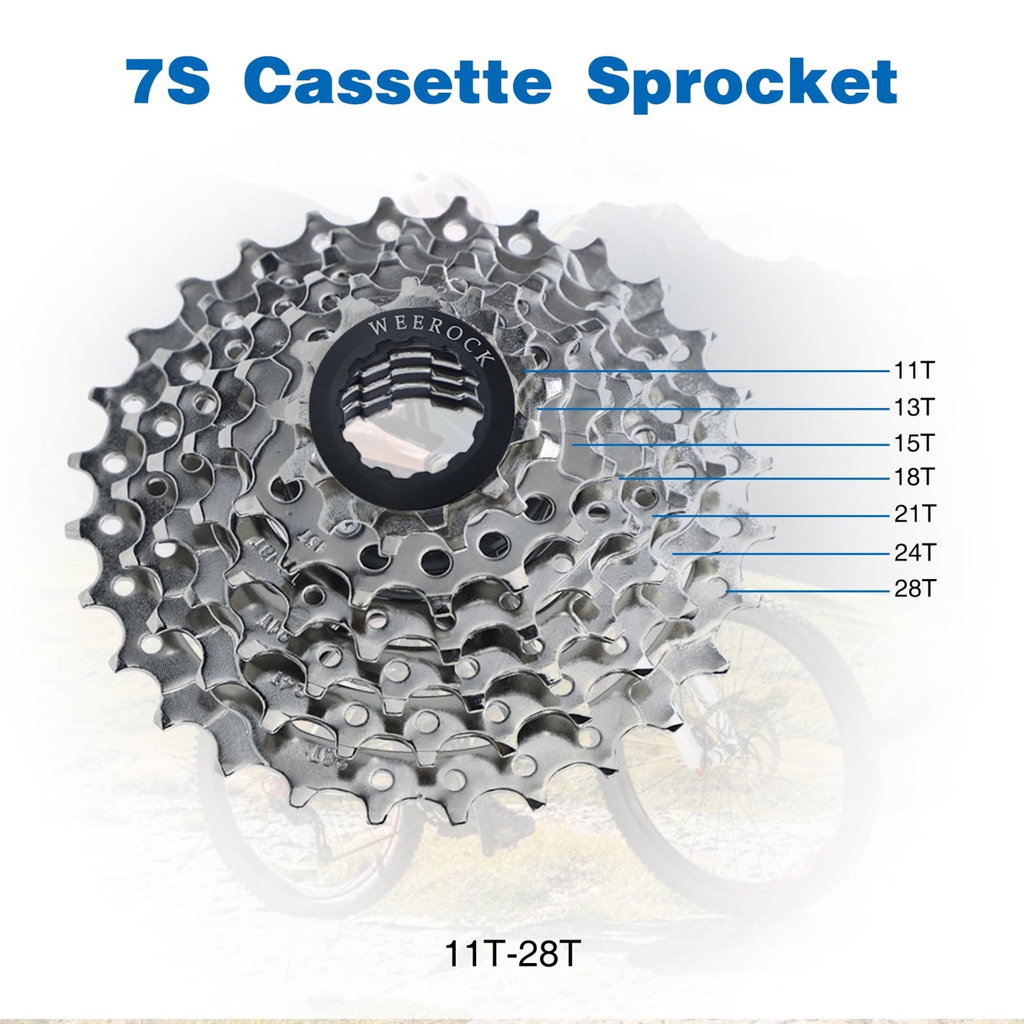 WEEROCK Bike Cassette Sprocket 7 Speeds 11-28T Bicycle Cassette for Mountain Bike MTB Cycling Replacement Part