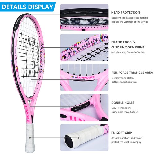 LUNNADE Tennis Racket for Kids Junior, 19/21/23/25 Inch Youth Tennis Racquet with Cover, Suitable for Beginner Boys and Girls Age 3-12