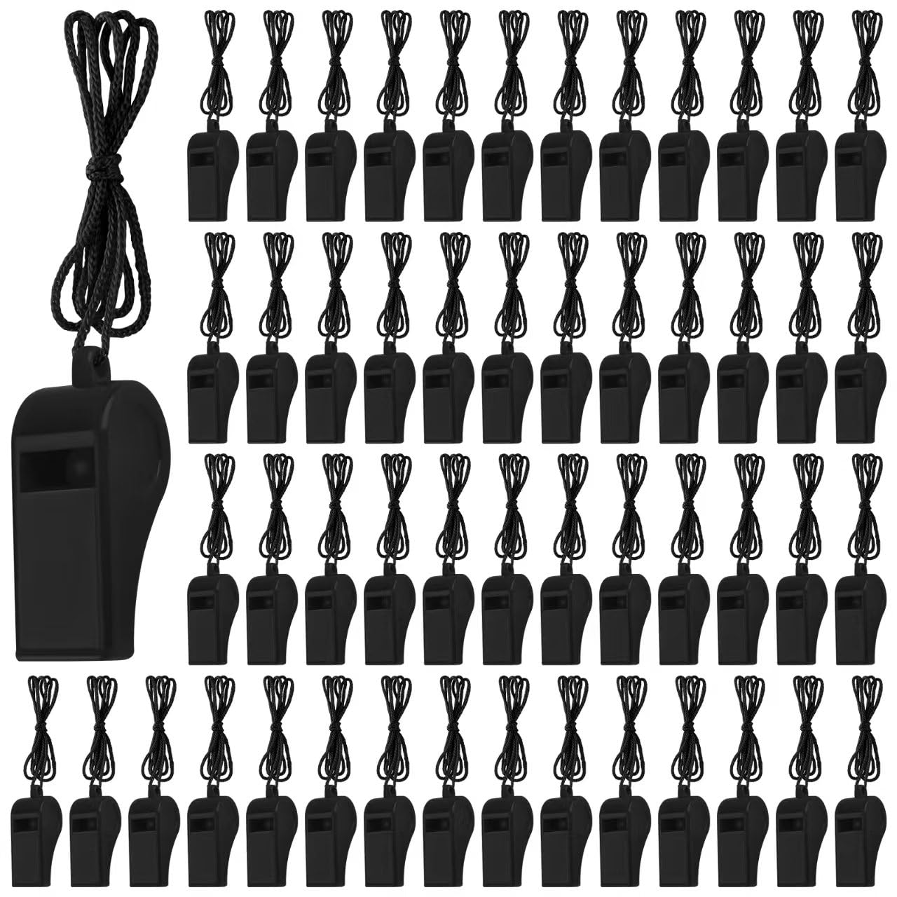 Zuazaor 300 Pieces Referee Whistles in Bulk Loud Plastic Emergency Whistle with Lanyard Sports Whistles for Trainning Whistles Party Whistles for Parties Gift Boxes Fillers