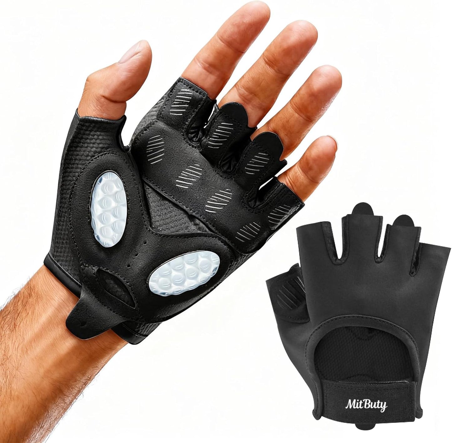 Skiennix Workout Gloves - Fingerless Gym Gloves with Silicone Grip & Palm Padding for Weight Lifting | Unisex