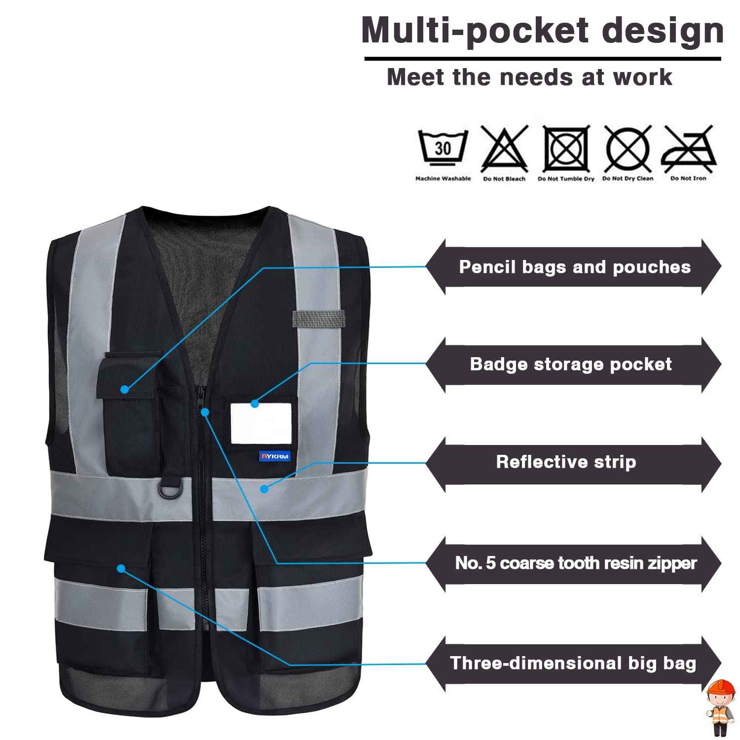 A-SAFETY Black Security Vests