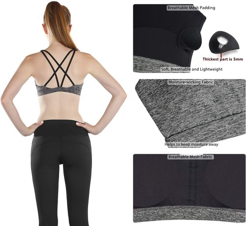 Icyzone Workout Sports Bra - Women's Strappy Running & Yoga Bra | Comfortable Athletic Activewear