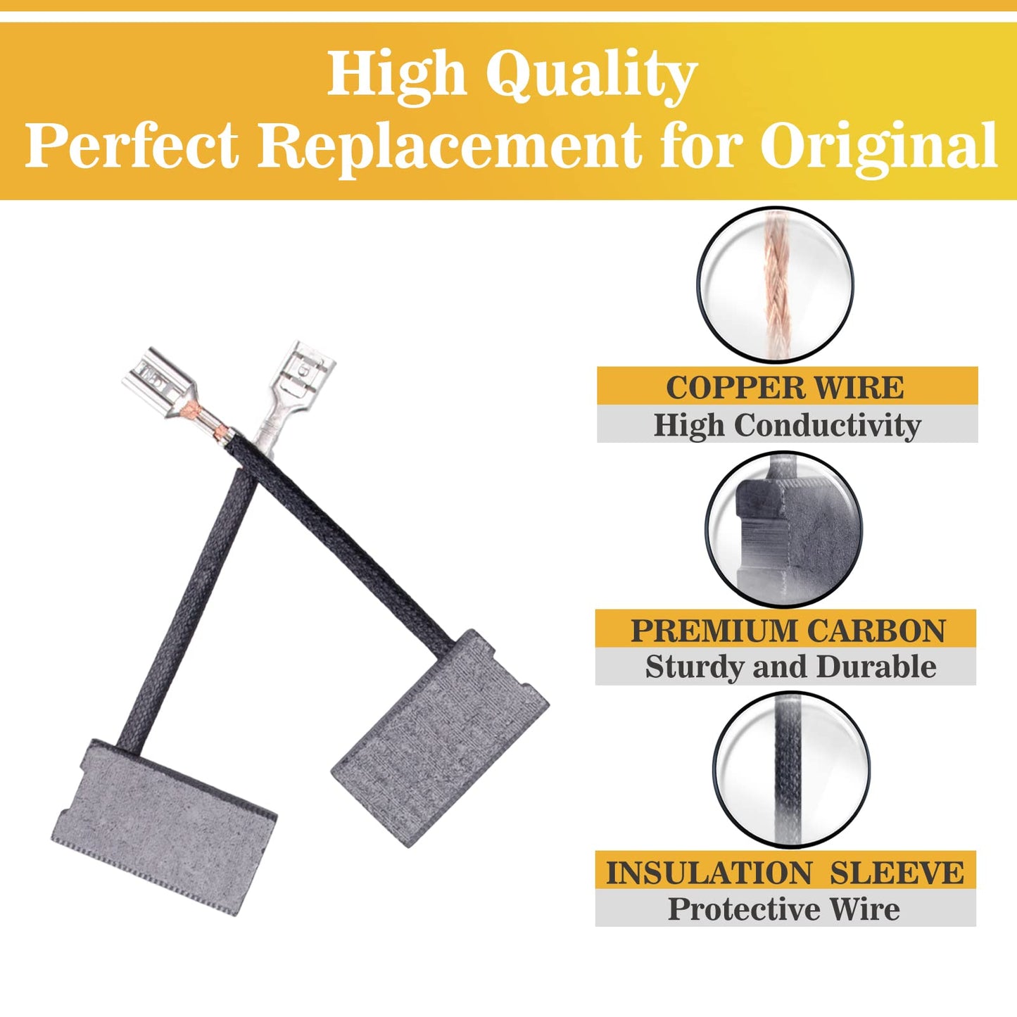 4 Pack 381028-02 Reliable Carbon Brushes Replacement Parts Compatible with Dewalt DW718 / DWS780 / DW717 / DW708 Miter Saw,Dewalt Electric Power Tools Replacement Parts