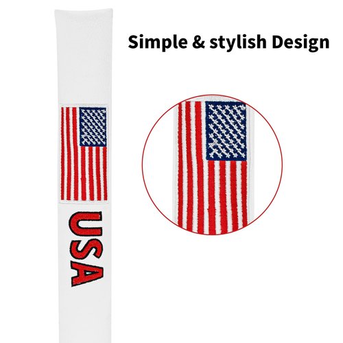 Golf Alignment Stick Cover Premium Leather Perfect Cover for Alignment Sticks Classic USA Design Alignment Sticks Holder Golf Club Protector Holds 2 Sticks.