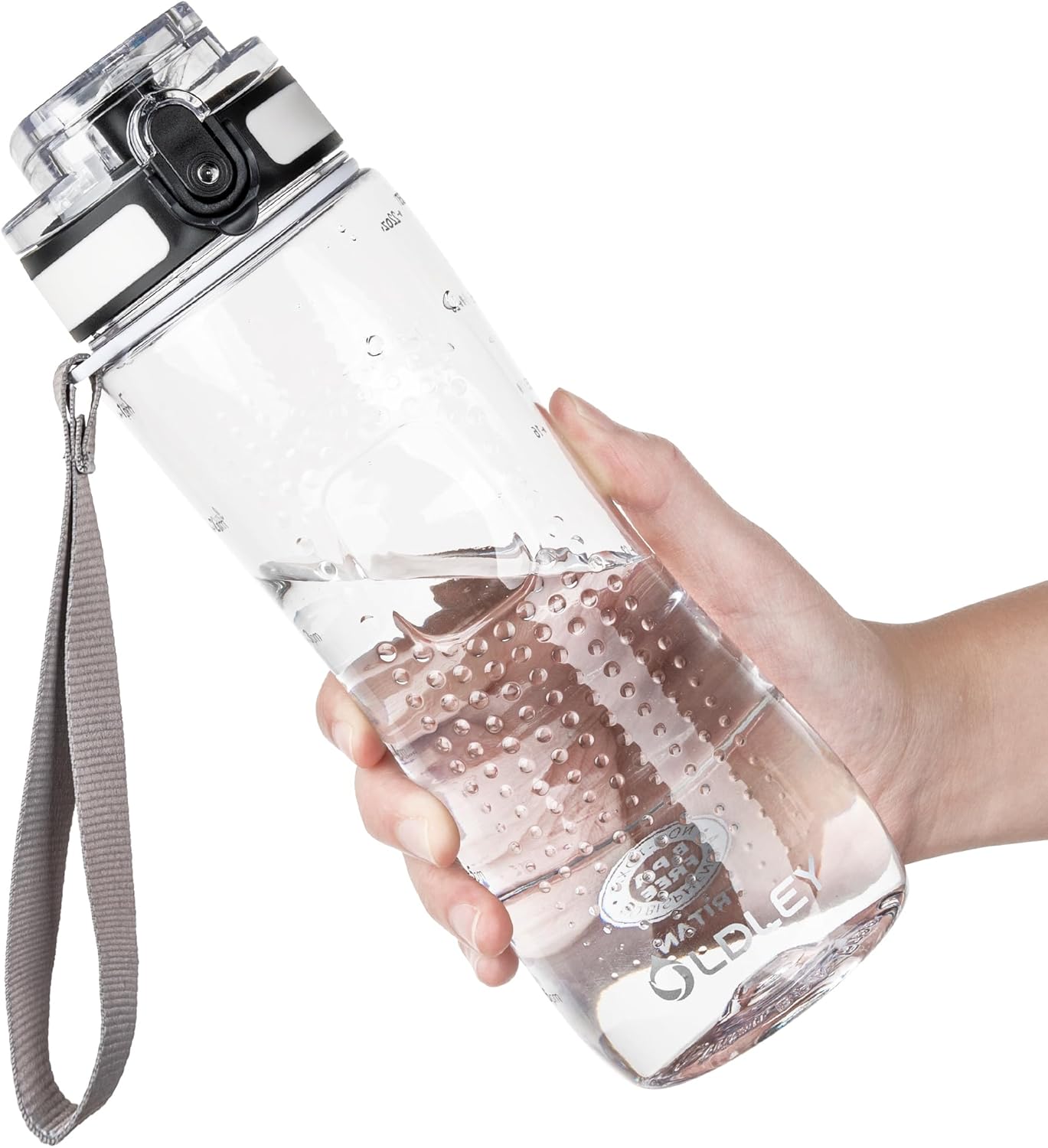 OLDLEY Motivational Water Bottle - 25 oz Leakproof Tritan Design with Time Marker & Strap | Perfect for Gym, School & Travel