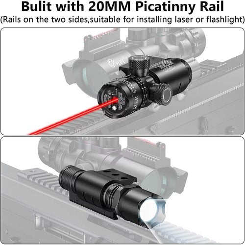 CVLIFE 4x32 Prism Hunting Rifle Scope - Illuminated Red, Green & Blue Reticle with Fiber Optic Sight