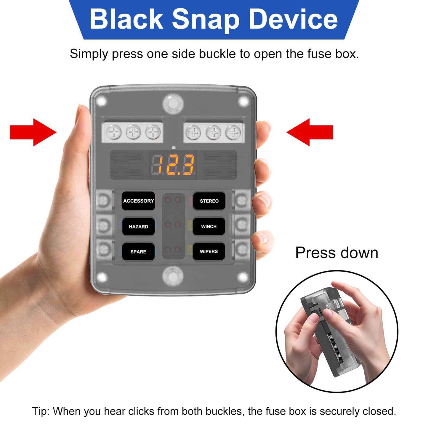 UCkasayfy 6 Way Fuse Block Box 12V/24V DC, ATC/ATO Fuse Panel with LED Display for Marine Boat Automotive Motorcycle
