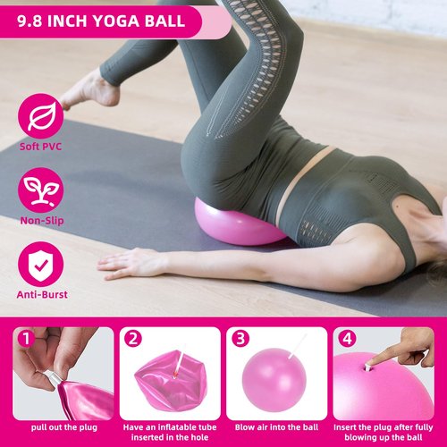 Home Pilates Essentials Kit for Women, Equipment Set with 9 Inch Yoga Ball,Figure 8 Resistance Band,Pilates Bands & Accessories, Ring and Ball Set for Beginners Home Workouts