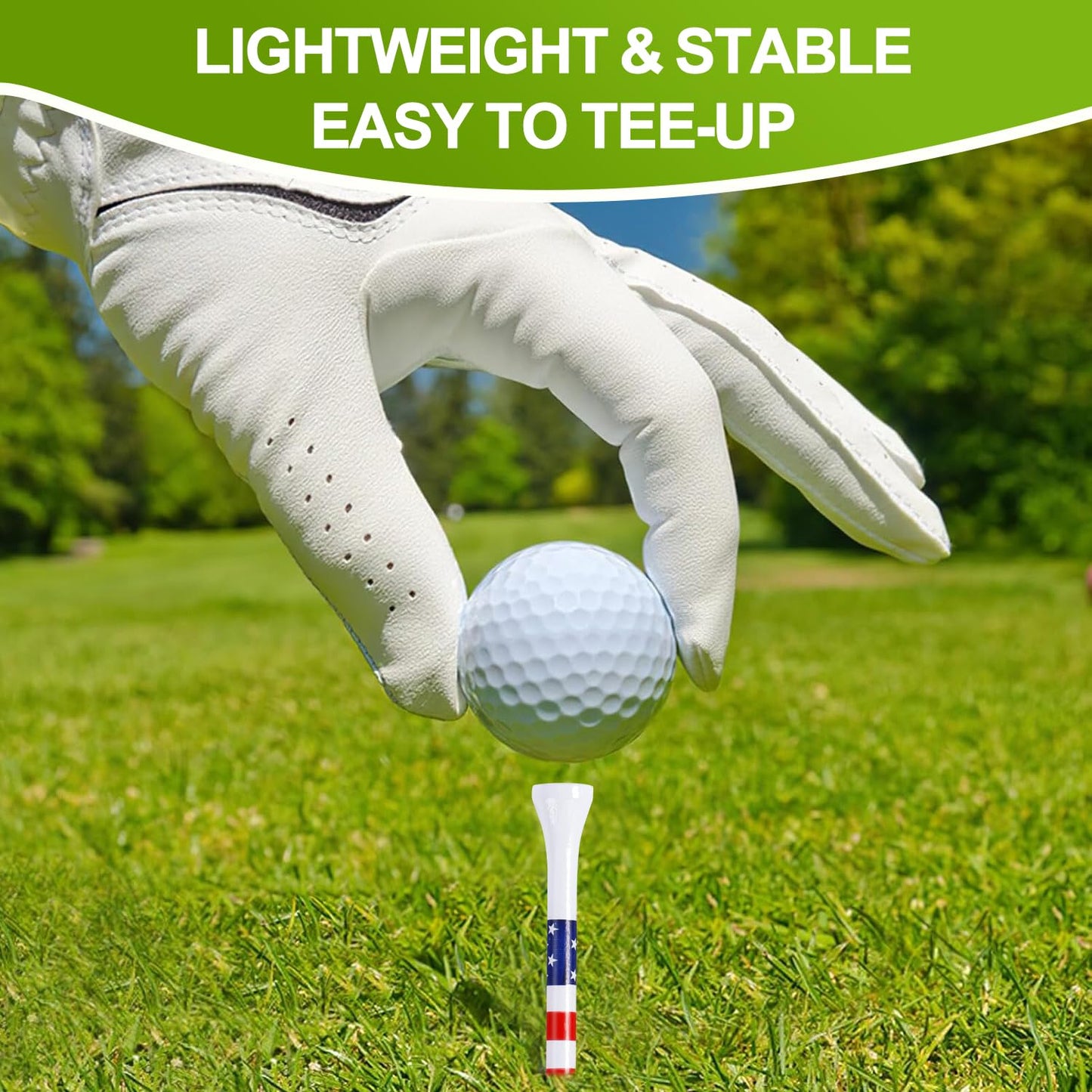 BIVASMWATH Golf Tees 3-1/4" Durable Bamboo Tees 100 Pack, Friendly Biodegradable Material Reduce Friction Side Spin More Stable