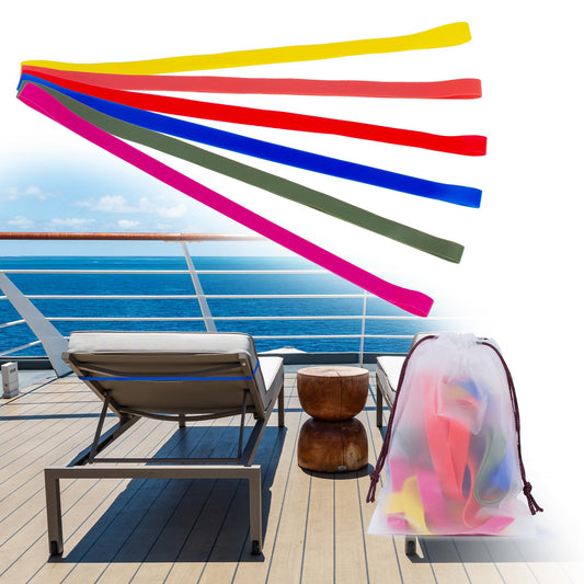 Towel Bands for Cruise Beach Chairs - 6 Color, 16.14 inch Lengthened Stretch Silicone Pool Essentials 2025, Clips Alternative Accessories for Lounger, Boat Ship Must Have Stuff for Women, Girl, Family