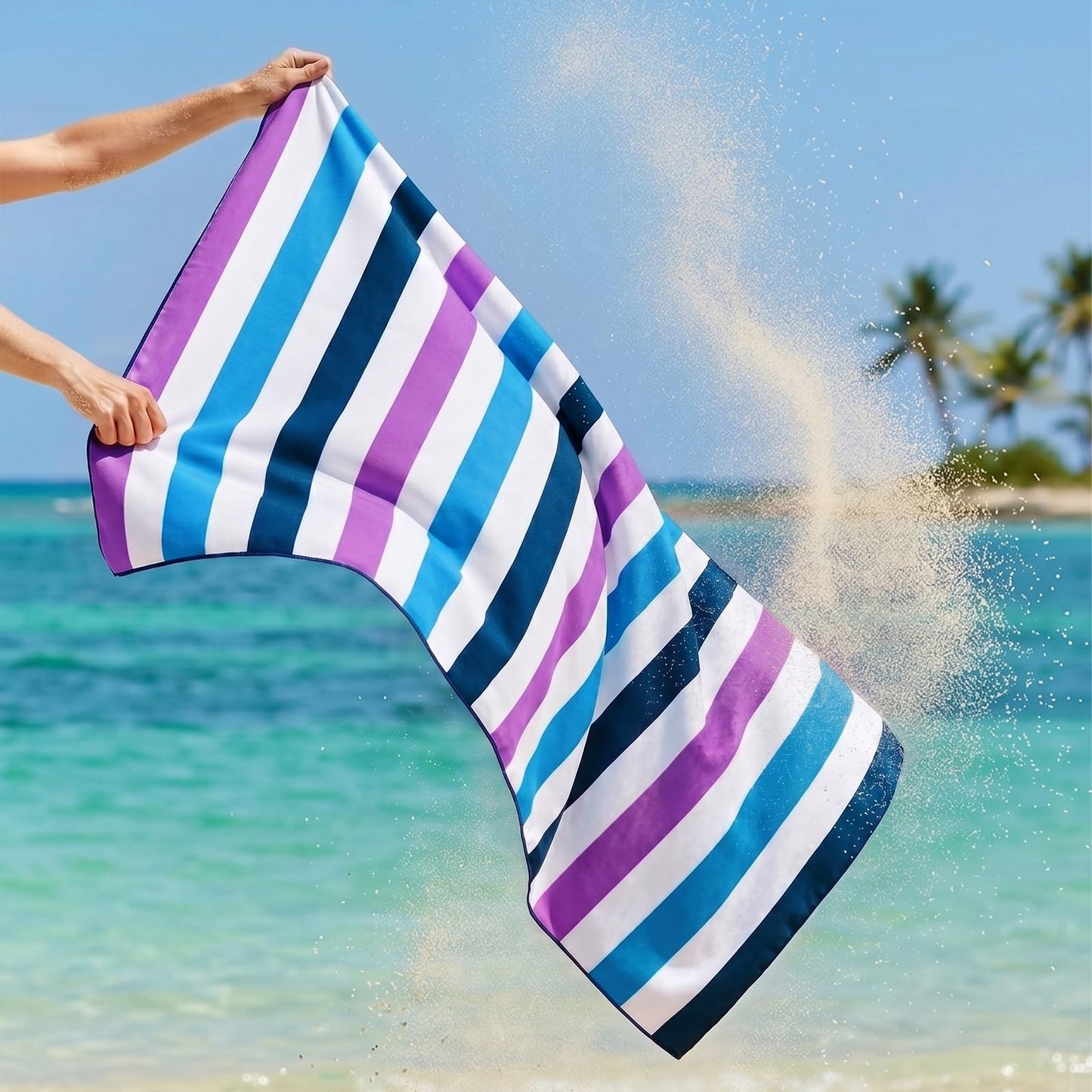 Exclusivo Mezcla 2 Pack Microfiber Quick Dry Beach Towels, Oversized Lightweight Sandfree Pool Towels for Swimming Camping Travel with Bagn (Forest Green and Dark Purple, 35x70 Inches)