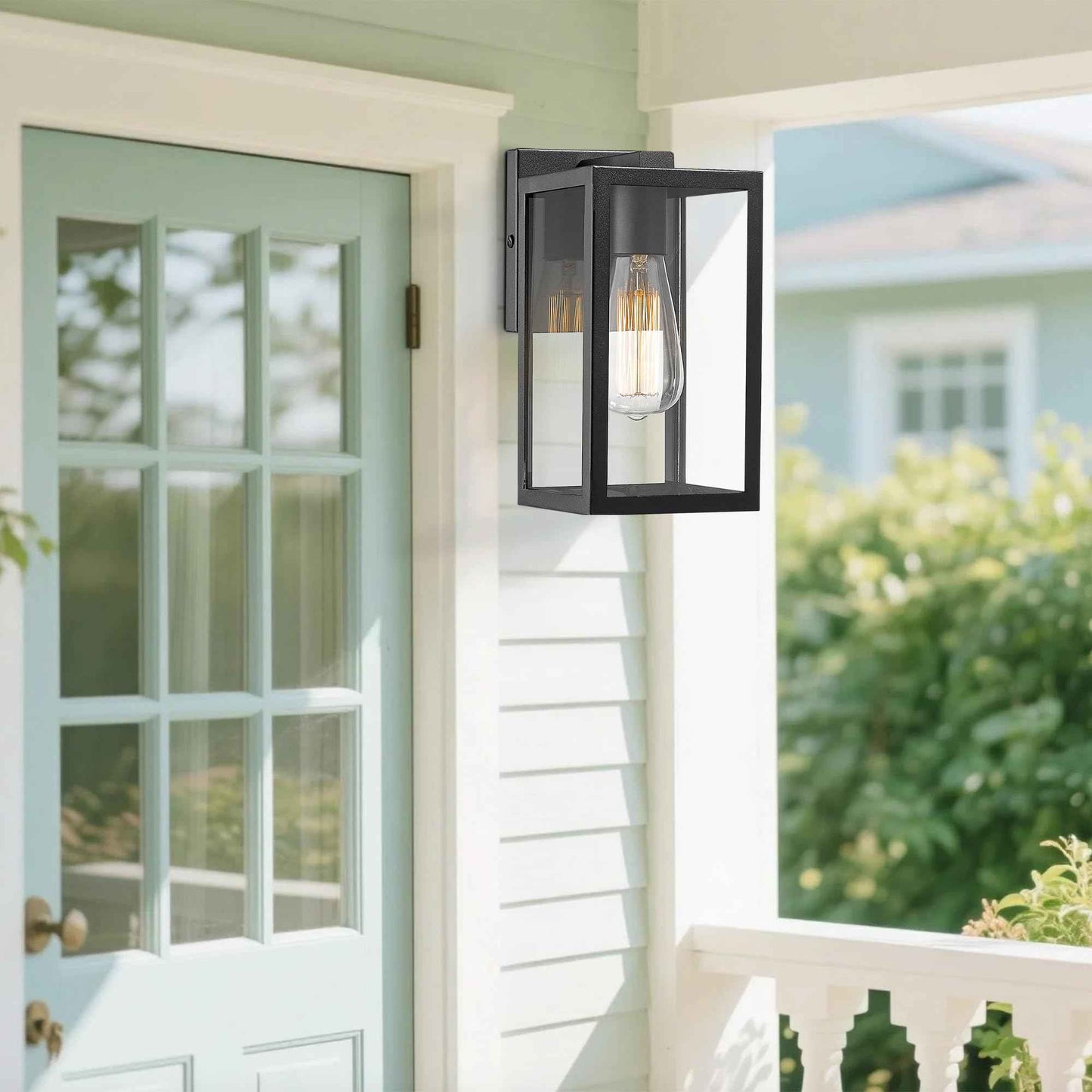 Bestshared Exterior Wall Lantern, Outdoor Wall Sconce, Patio Lighting Fixture for Porch, Home, Barn, Storefront (Black, 2 Pack)