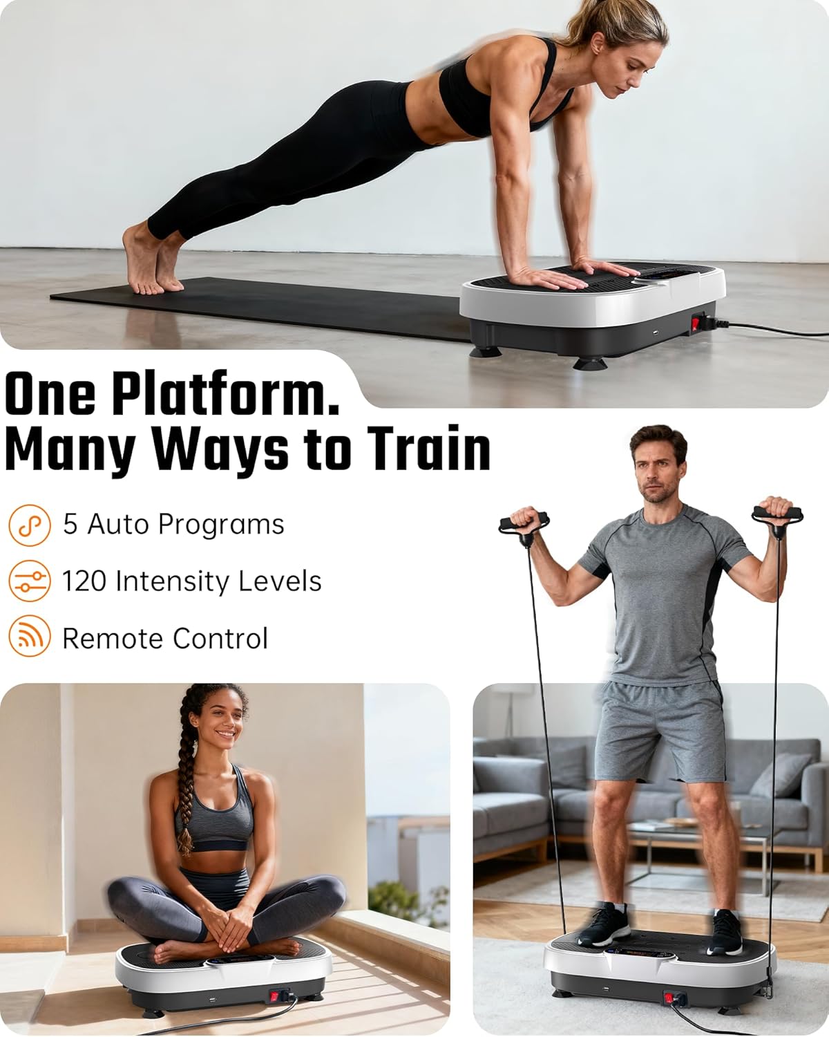 Renoj Vibration Plate Exercise Machine - Smart Vibrating Platform for Weight Loss & Lymphatic Drainage | 455 Lbs Capacity with LED Touch Screen & Bluetooth Speaker