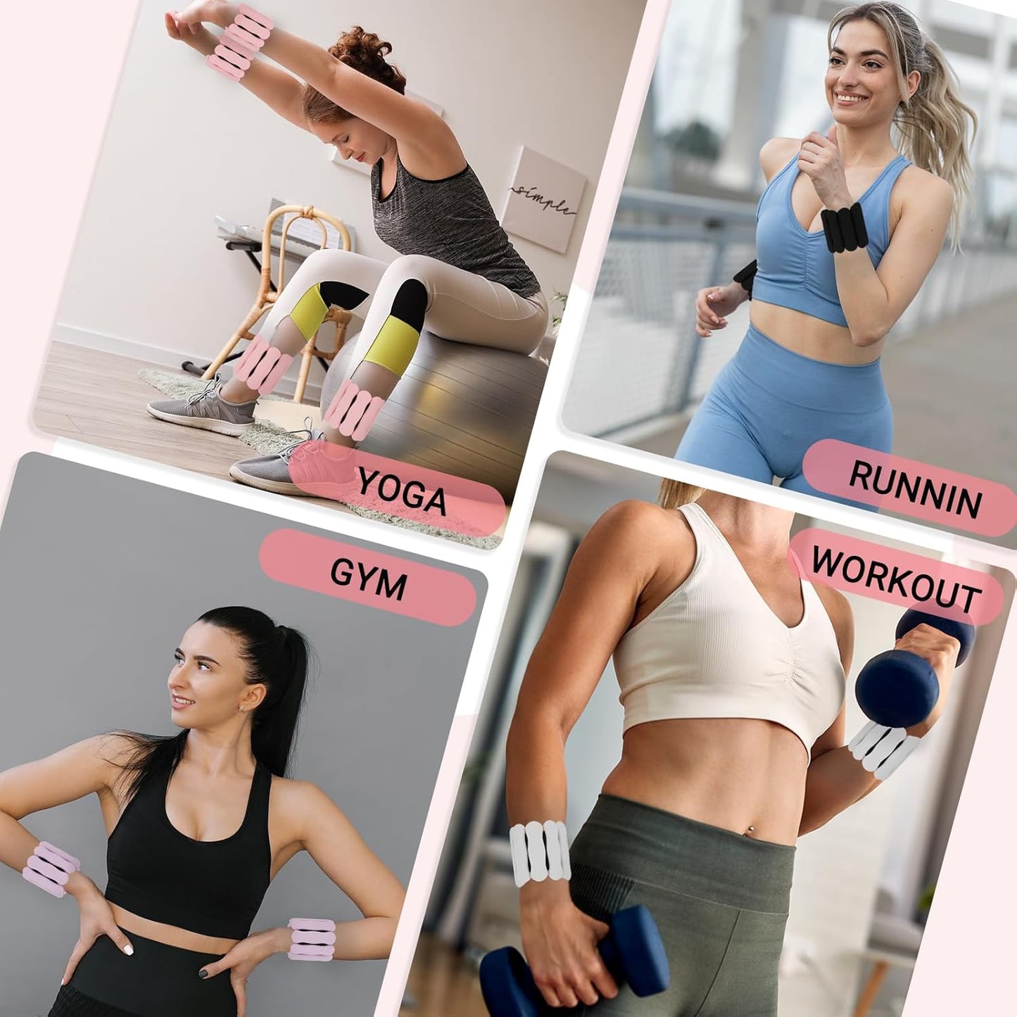 Skiennix Wrist And Ankle Weights - 1lb & 2lb Wearable Bangles for Strength Training & Yoga
