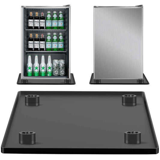 Mini Fridge Silicone Mat with 4 Sturdy Base Raisers, 24''x 24'' Drain Pan, Suitable for Fridge, Washing Machine, Dryer, Wine Cabinet.