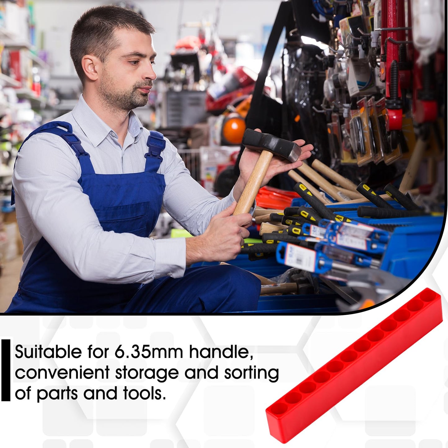 Kigley 20 Pcs 12 Holes Hex Shank Bit Holder Screwdriver Head Drill Bit Organizer Plastic Storage Case Fit for 1/4 Inch Hex Shank (Red)