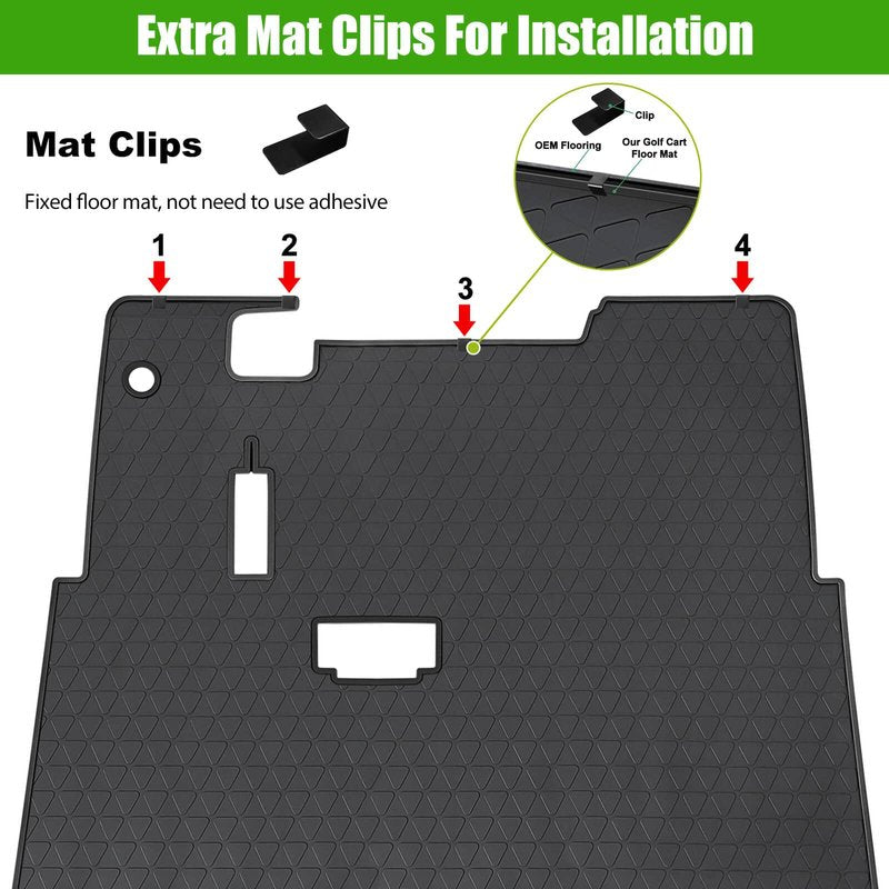 EZGO TXT Golf Cart Full Coverage Floor Liner Mat, fits EZGO TXT (1994+), Valor(1994+), Express S4(2012-2020), Cushman Workhorse, EX1(2020),Durable Anti-Slip Rubber, Black Trim/Red Trim