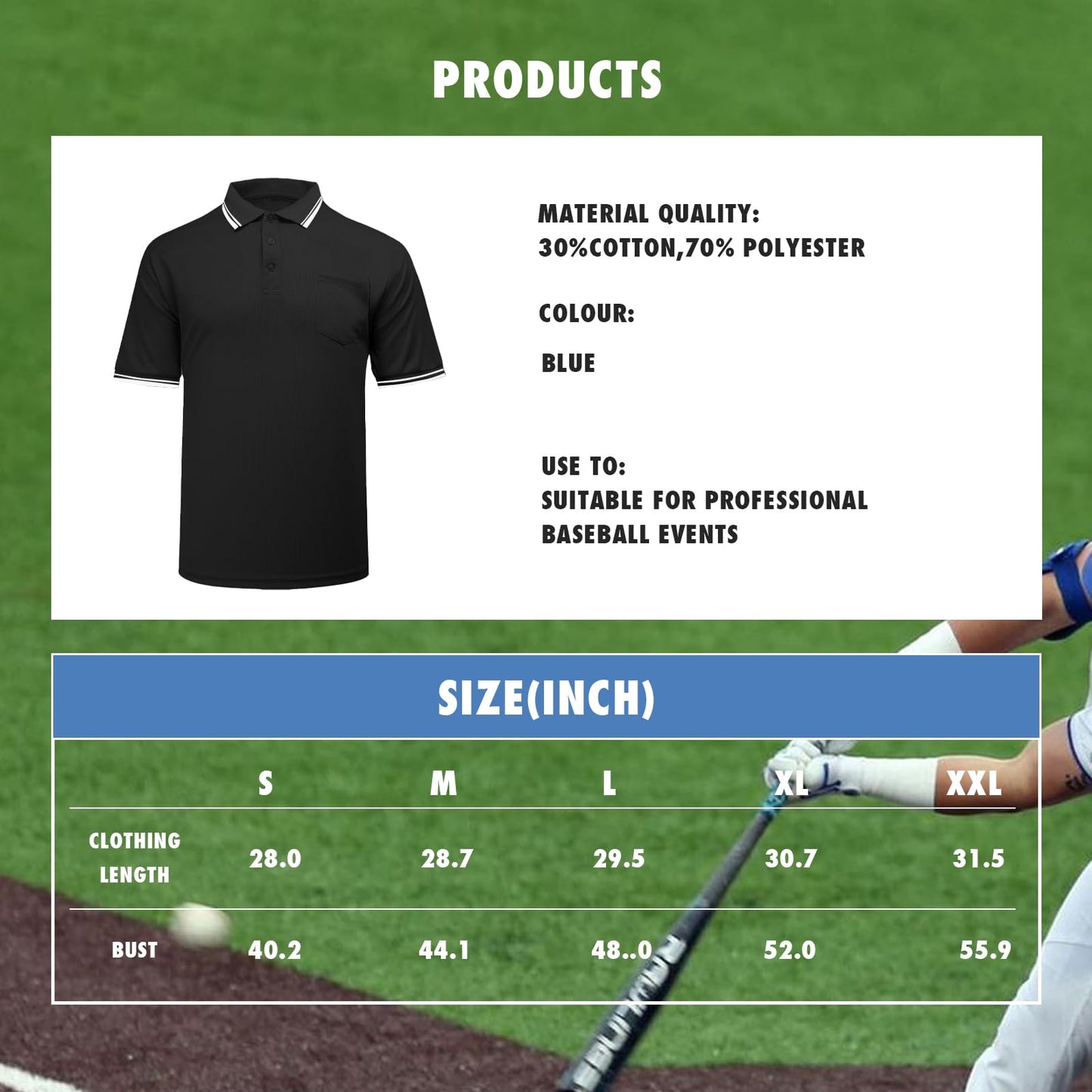 redgino 5Pcs Men’s Baseball/Softball Umpire Gear Shirt Ball Bags Clicker Hat Brush Referee Accessories Sets Jersey Kit Black XL