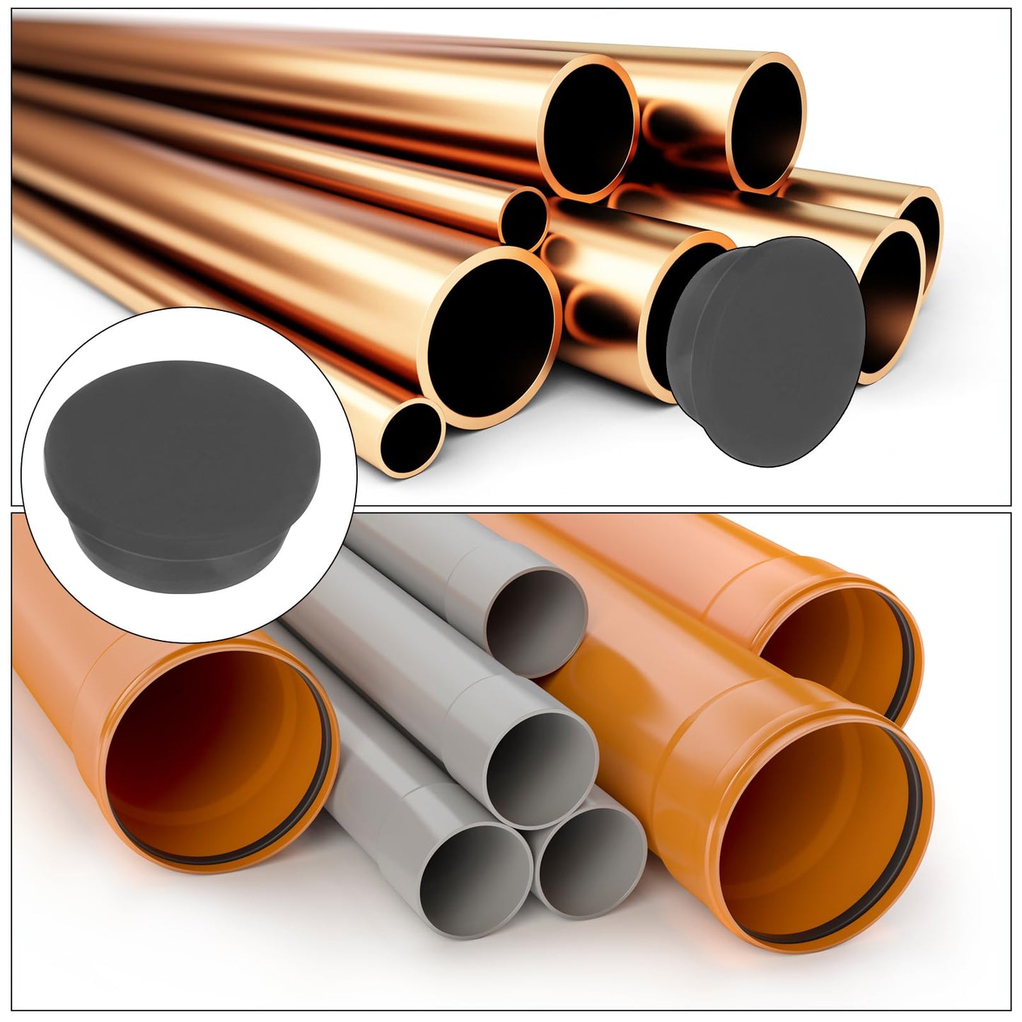 uxcell High Temp Silicone Plug Mount Dia 51mm/2 inch T Shaped Rubber Stopper Hole Plugs for Powder Coating Plating Waterproof Plugs Sealing Plugs Black Pack of 2(OD 58mm)