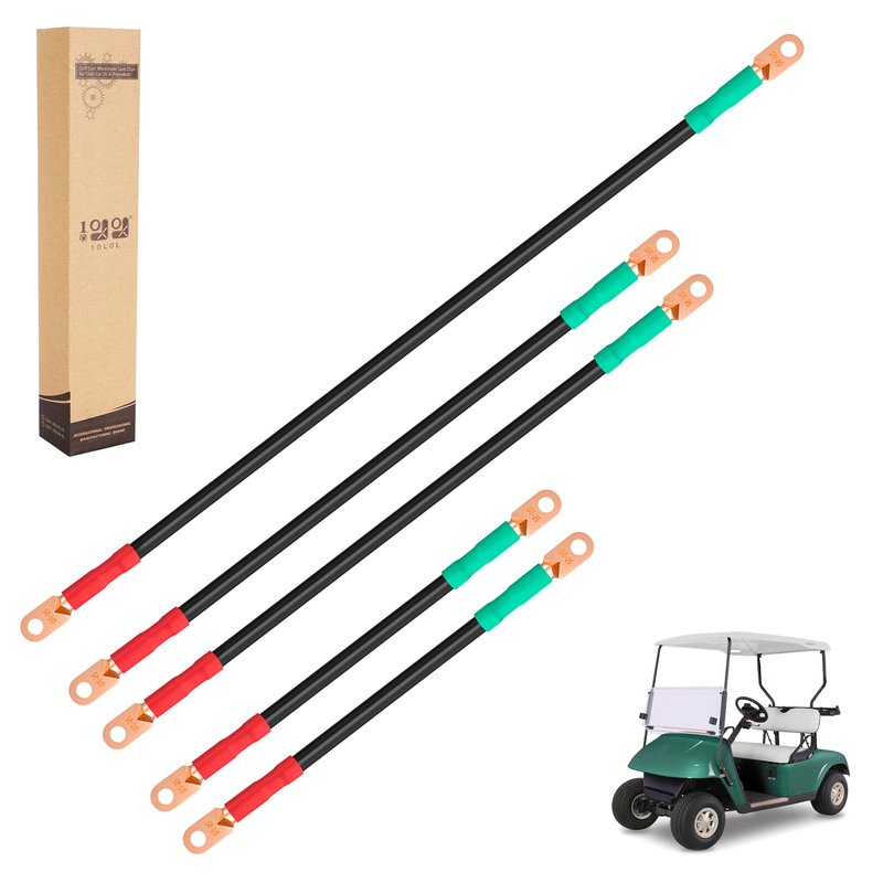 10L0L Golf Cart Battery Cable Kit for EZGO TXT, Marathon, Medalist 1994-up 36 & 48 Volt (25 mm², Set of 5 PCS)