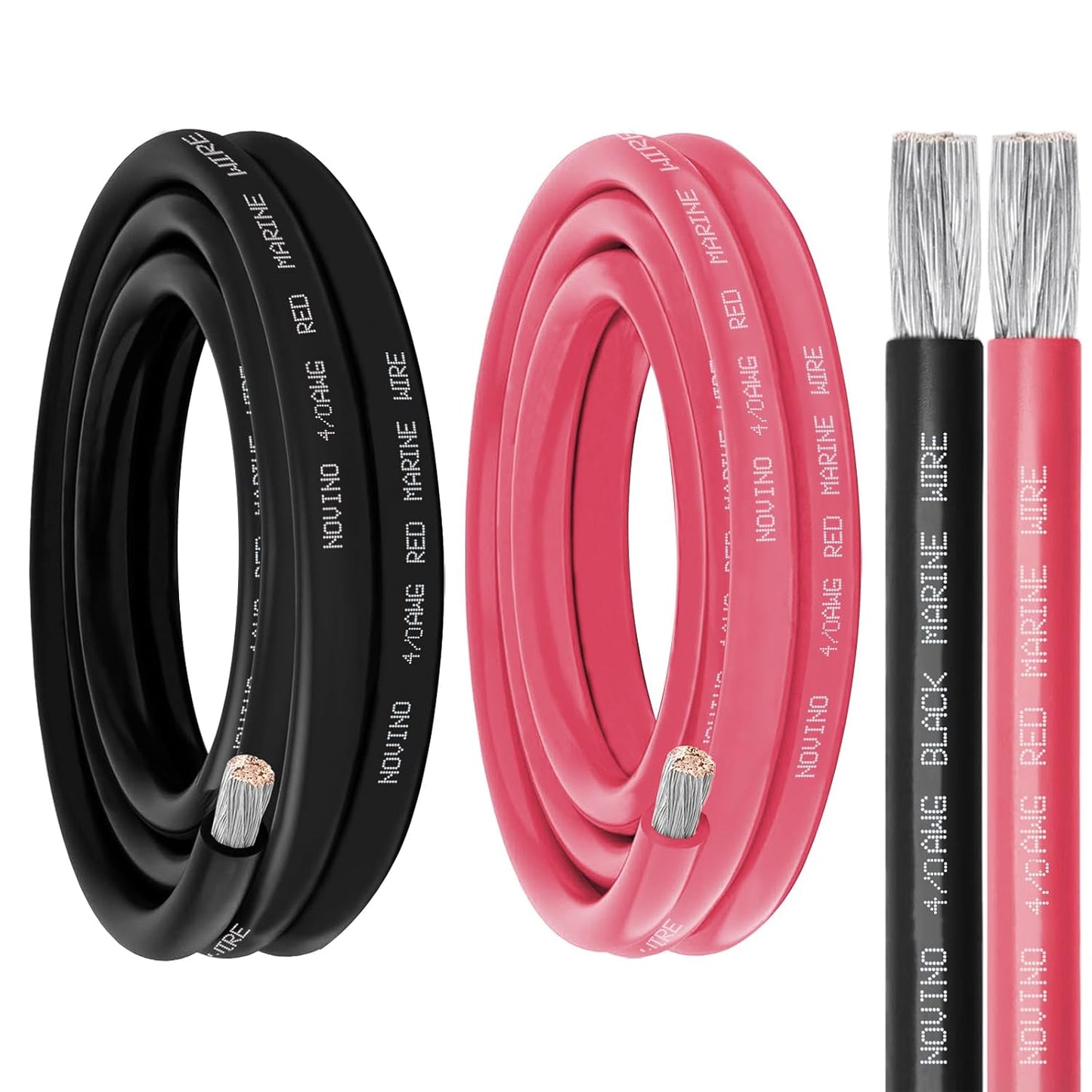 **4/0 Gauge Marine Wire - Tinned Copper Electrical Cable for Boats & Automotive | 5FT Red & Black**
