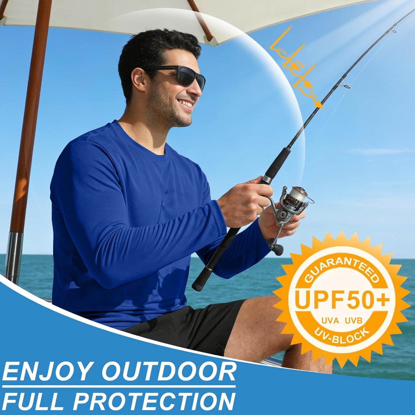 Skiennix Long Sleeve Rash Guard - Dri-Fit Sun Protection UPF 50+ | UV Cooling Moisture-Wicking T-Shirt for Men