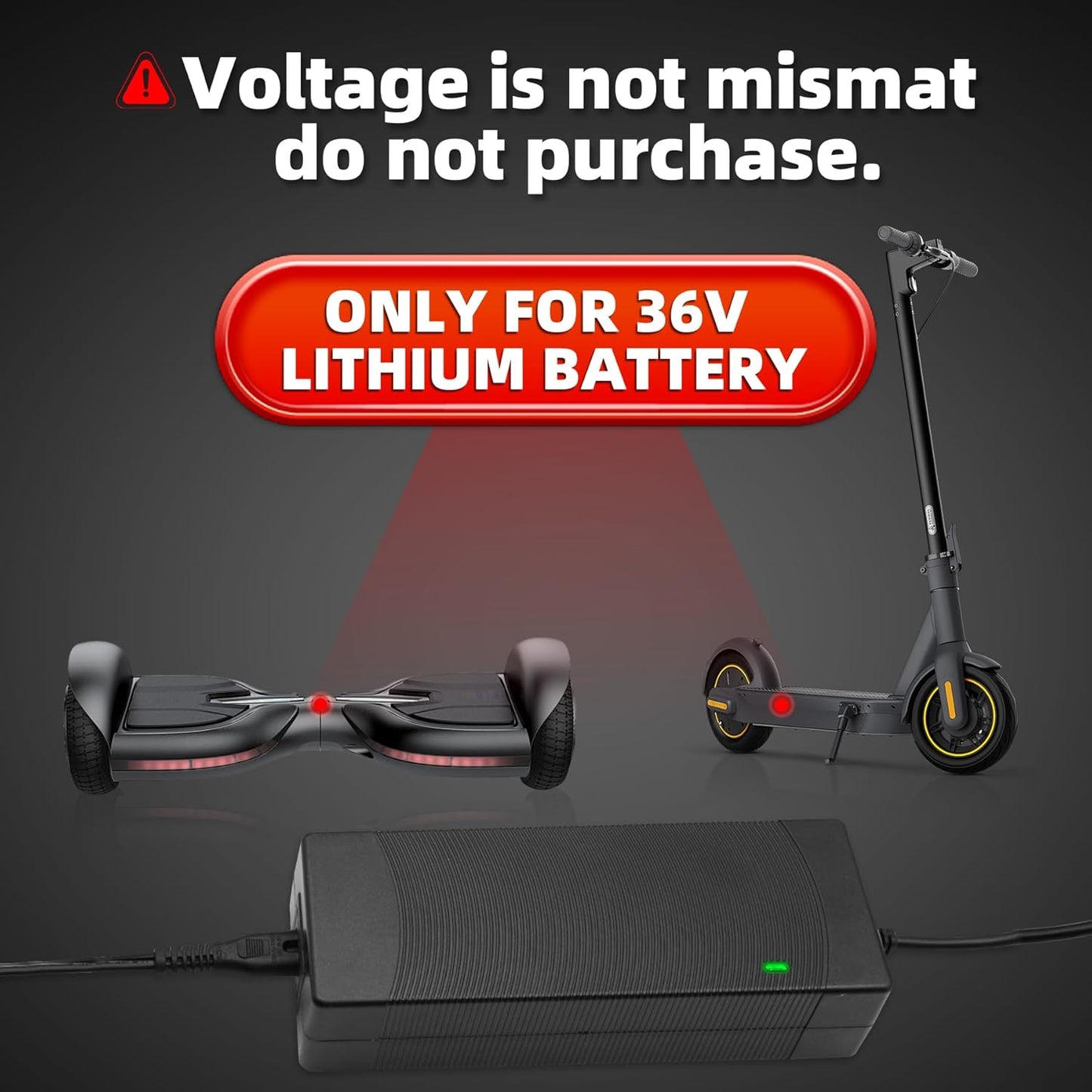 UL Listed 42V 2A Electric Scooter Charger - Compatible 36V Hoverboard Charger with 5 Plugs