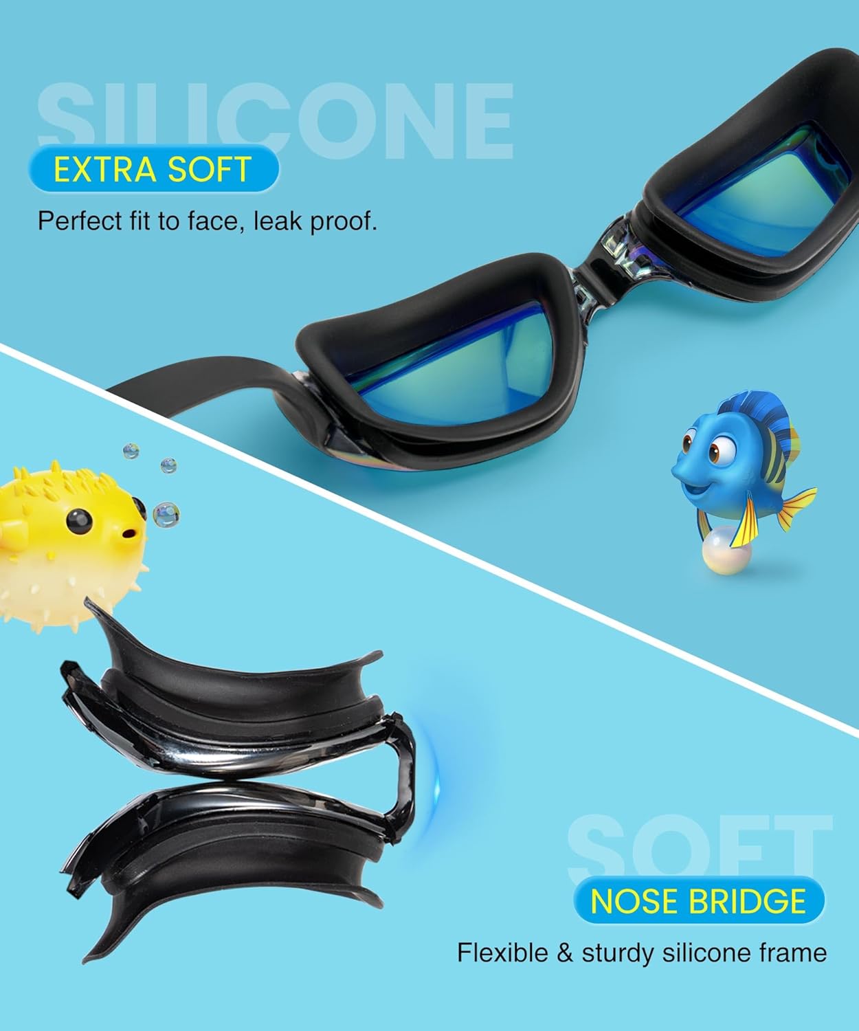 Skiennix Kids Swimming Goggles - Anti-UV, Anti-Fog, Leak-Proof | 3 Pack for Ages 6-16