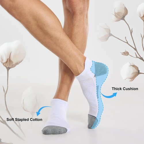FITRELL Men's Ankle Running Socks - Cushioned Athletic Sports Socks | 6 Pack, Sizes 7-9, 9-12, 12-15