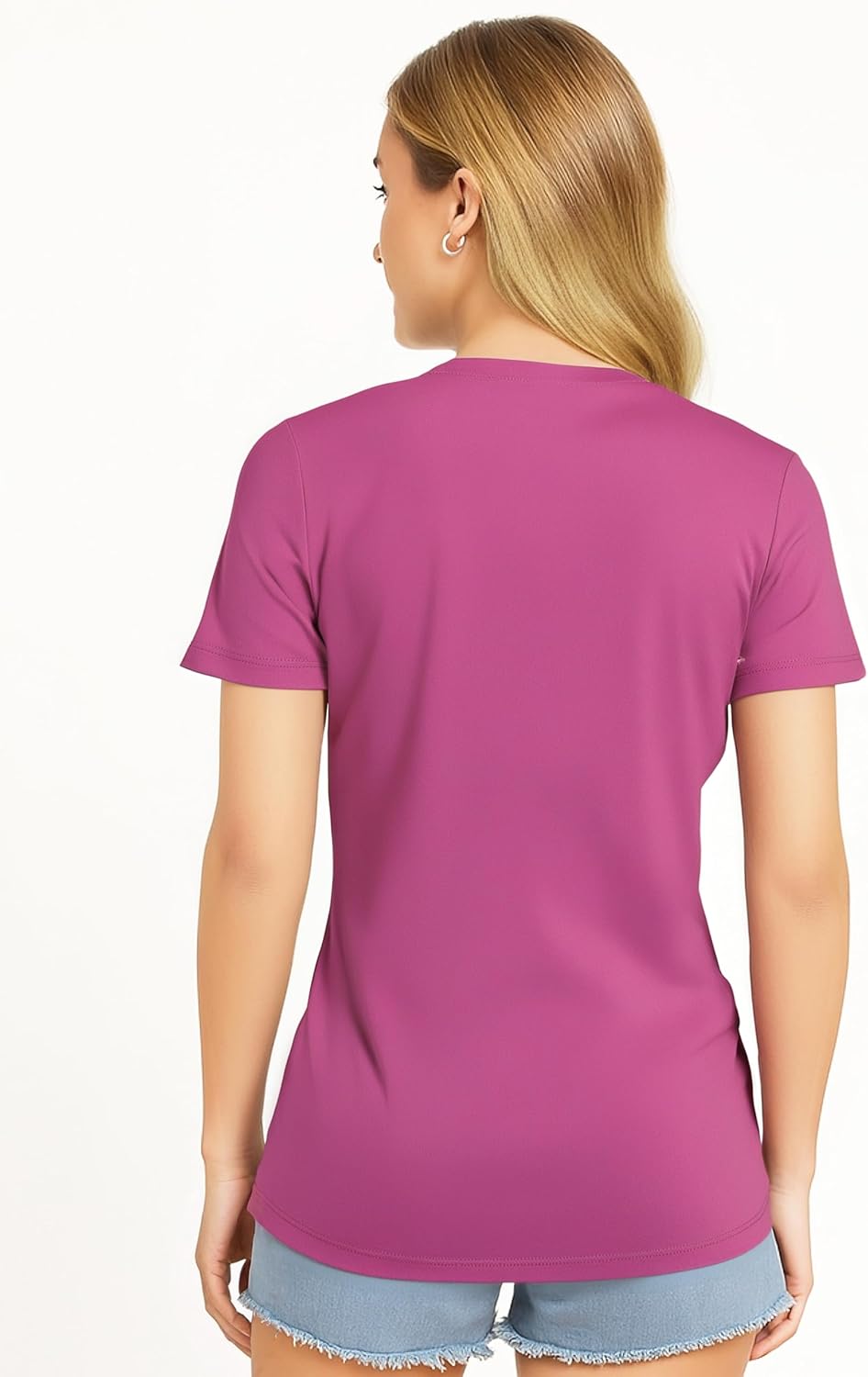 Skiennix V-Neck T-Shirts for Women - Athletic Short Sleeve Workout Top with UV Protection & Quick Dry Fabric